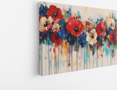 Saammp Canvas Schilderij - Kleurrijke Bloemen Abstractie - Natuur - Abstract - 45x30 - Foto op canvas - Wanddecoratie - Muurdecoratie Woonkamer - Kantoor Decoratie