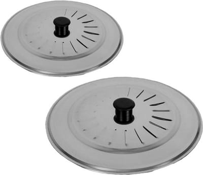 Gerimport Set 2x stuks universele spatdeksels - pannendeksels - rvs - met stoomuitlaat - Dia 18 en 22 cm