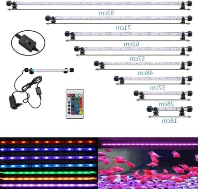 LED Aquarium-Light Unterwasser BeleuchtungAufsatzleuchte IP68 Wasserdicht LED Lampe - 92cm Abdeckung - Fisch Tank Fernbedienung RGB Farbwechsel