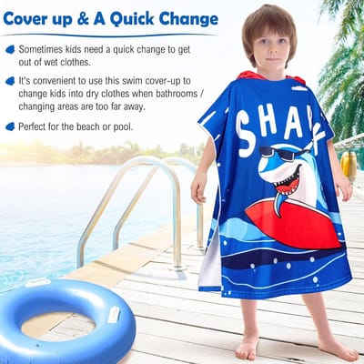Badponcho voor Kinderen met Kap - Ultra Absorberende Microvezel Handdoek - Cartoon Zwemponcho voor Douche en Strandgebruik