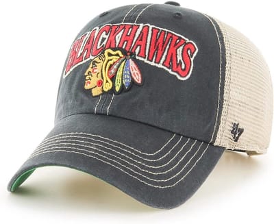 Verstelbare Trucker Cap met Gebogen Klep en Chicago Blackhawks Logo