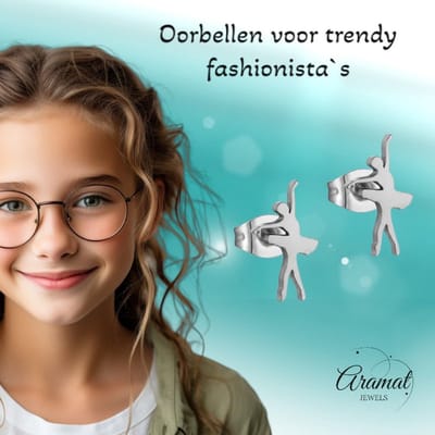 Aramat Jewels | Oorbellen | Danseres Oorbellen – Zilverkleurig Staal 11x6mm | | | |6mm | Staal | Kinderen, Volwassenen | Verkleurd niet