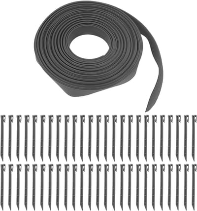 Tuinrand Kit - Bloembakrand Gazonrand - Tuinranden Creëren - Extra Brede Stevige Spikes - 50 stuks - Grijs