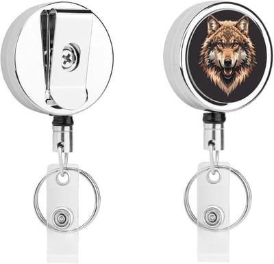 Badge Clip Intrekbaar - Naam Kaarthouder - Kantoor Toegang - Metalen Stevig Ontwerp - 5.6 x 4.1 cm - Coyote Patroon