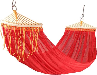 Camping Hangmat - Schommel Net - Ontspannen Buiten - Lichtgewicht Draagbaar - 280x150cm - Rood