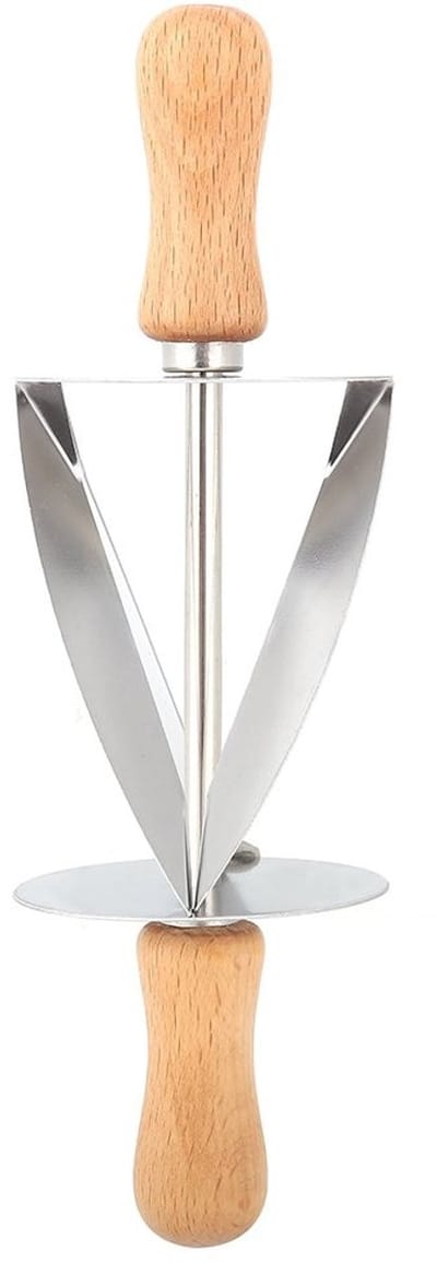Dailygoods- Snijgereedschap Roestvrij Staal - Houten Handvat - Innovatief Ontwerp - Voedselveilig - Comfortabele Grip - Gezond Koken - Deegsnijder
