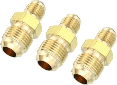 Dailygoods - PATIKIL 1/4 "Mannelijk x 3/8" Mannelijke Messing Flare Union Connector, 3 Stks Gas Adapter Messing Buis Koppeling Pijpfitting voor Slangfitting