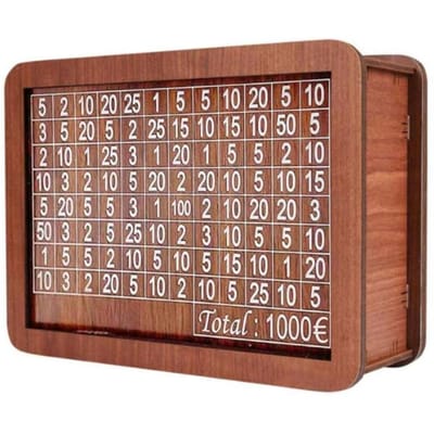 500/1000/2000/3000/5000/10000 Euro Spaarpot Spaarpot Houten Spaarpot Herbruikbare Spaarpot met Spaardoel en Cijferdozen gray