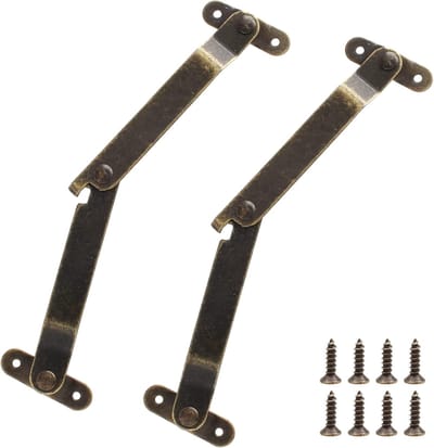 Daity Twee messing doppen ondersteunen het scharnier - een links-rechts vouwscharnier met bevestigingsschroeven. Het is geschikt voor meubels - houten dozen - sieradenkistjes - kisten - kasten - enz. en meet 14 -2 x 3 cm.