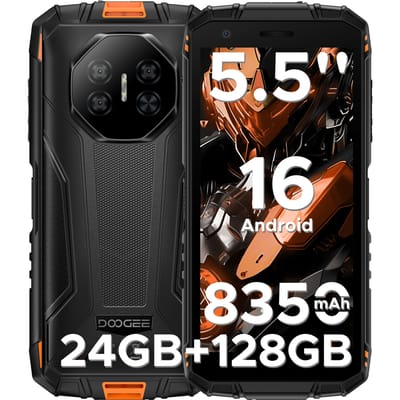 DOOGEE Fire 3 Pro Android 15 KI duurzame smartphone, 16GB+128GB/2TB Octa-Core, 8350mAh/18W, 14 cm HD+ IPS, 4G Dual-SIM, 16MP/Widevine L1/3,5 mm