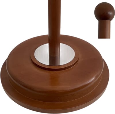 Houten Vlaggenstandaard met Voet en Mast – Beukenhout Gelakt – Ø350 mm Zware Voet 4 kg – RVS Details – Indoor