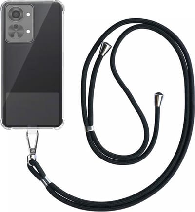 Telefoonhoesje Geschikt voor OnePlus Nord 2T Transparant ShockProof met Afneembaar Universeel Telefoonkoord - Cover Case Siliconen ShockProof with Lanyard - Smartphonica geschikt voor OnePlus 2T