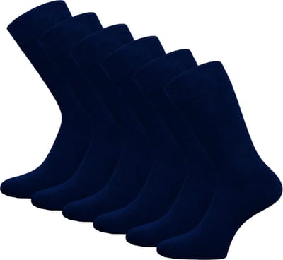 6 paar SQOTTON® Katoenen sokken - Naadloos - Heren & Dames - Marineblauw - Maat 39-42