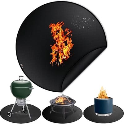 Grillmat - 1 stuk zwart - Brandwerende mat - Camping - Ronde grillmat - Buitengrillbeschermer - Hittebestendig - Draagbaar - 24 inch