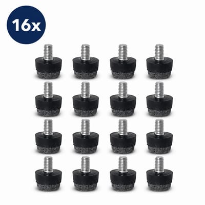 Stelvoetjes M6 met Vilt Ø20 mm – Schroefdraad 12 mm – Verstelbare Meubelvoetjes – Set van 16 Stuks - Viltjes Stoelpoten - FSW-Products