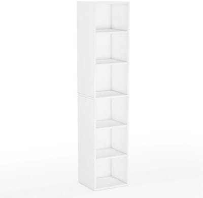 6-laags Hoge smalle Hoek Boekenkast - Boekenplank - Wandplank - Boekenrek - Voor Thuiskantoor en Kleine Ruimtes - Wit