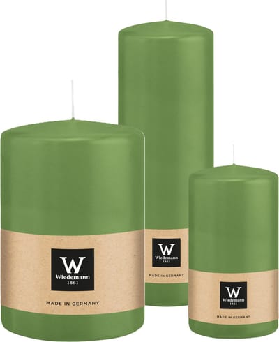 Wiedemann Cilinderkaarsen/stompkaarsen - set van 3 - lichtgroen - 7x13/10x15/7x20 cm