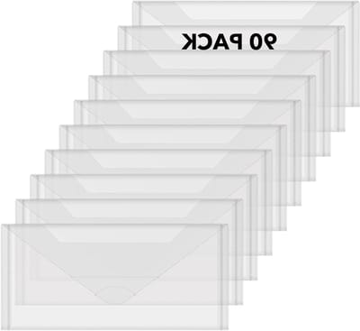 Opslagzak voor 90 Stuks, 4.5 x 9.5 cm, Herbruikbare Plastic Enveloppen, Knipmallen, Stencils, Creatieve Organisator en Doorzichtige Opbergzakken