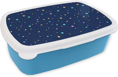 Broodtrommel Blauw - Lunchbox - Brooddoos - Sterrenhemel - Sterren - Design - 18x12x6 cm - Kinderen - Jongen