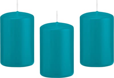 Trend Candles Cilinderkaars/stompkaars - 8x - turquoise - 5 x 8 cm - 18 branduren - met brandvertragende folie