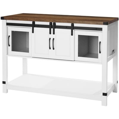 Koffiebar Kast 4-Laags Koffiebar Tafel met Schuurdeuren voor Woonkamer