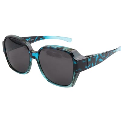 Overzet zonnebril dames - Overzetzonnebrillen - Polarized - Ontspiegelde glazen - Blauw panter - Groot montuur - Inclusief beschermhoesje