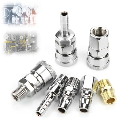 Dailygoods- Luchtcompressor Connector 18 Stuks - Snelkoppeling Gas 1/4" - Hoge Sterkte Fittingen - Stabiele Prestaties - IJzer - Voorkomt Luchtontsnapping