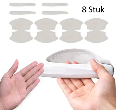 Autodeurgreep Beschermfolie – 8-delige Set – Transparant & Onzichtbaar – Krasbestendige TPU Sticker – Lakbescherming voor Alle Auto’s