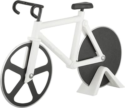 New Age Devi - 2 stuks Pizzasnijder Fiets - Wit - Pizza Snijder - Pizza Fiets - Pizzames - Pizza Accessoires