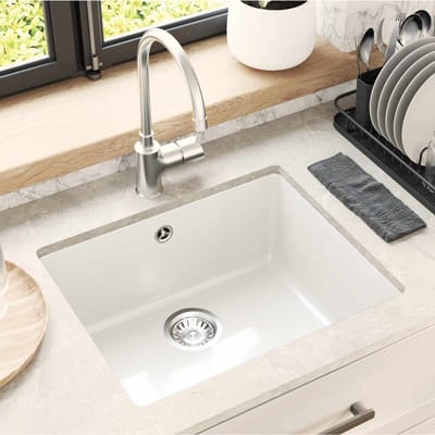 vidaXL - Wasbak - 80% - Kwarts - en - 20% - Hars - 530 - x - 460 - mm - Wit