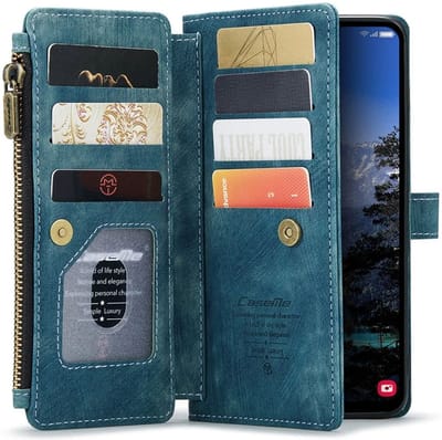 CaseMe C30 Hoesje Geschikt voor Samsung Galaxy A25 | Wallet Zipper Book Case met Pasjeshouder | Beschermhoes met Portemonnee | Blauw