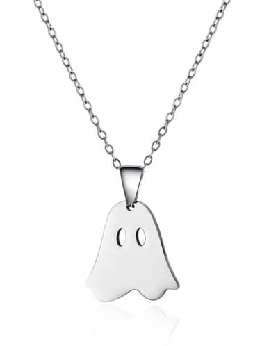 Plux Fashion Spookje Ketting - Zilver - 2mm/45cm + 5cm verlengstuk - Heren - Dames - Sieraden - Zilveren Ketting - Ghost Chain - Stainless Steel - Halloween Ketting - Schakel Ketting - Ketting Met Hanger - Kerst - Halloween - Halloween kostuum