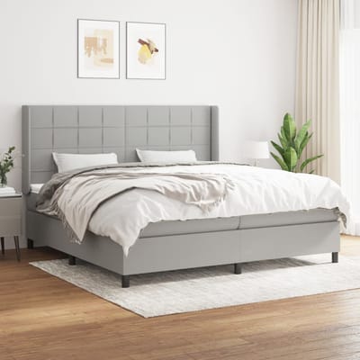 vidaXL - Boxspring - met - matras - stof - lichtgrijs - 200x200 - cm