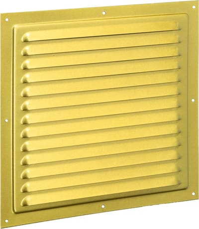 Metalen ventilatierooster - Ventilatieafdekking rooster - Luchtstroom reguleren - Insecten- en waterwerend - 25 x 25 cm - Goud