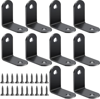 Hoekverbindingen van RVS, 10 Stuks, Hoekklemmen voor Meubels, 30 x 30 x 2 mm, Inclusief 20 Schroeven voor Stevige Verbindingen