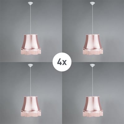QAZQA Granny - Retro Hanglamp met kap - 4 lichts - Ø 450 mm - Roze - Woonkamer | Slaapkamer | Keuken