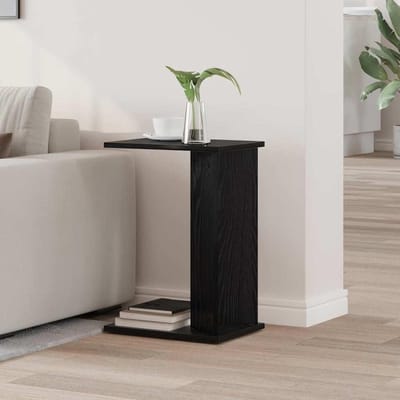 Bijzettafel - Houten Tafel - Woonkamer Decoratie - Met Opbergvak - 35 x 25 x 50 cm - Zwart Eiken-look