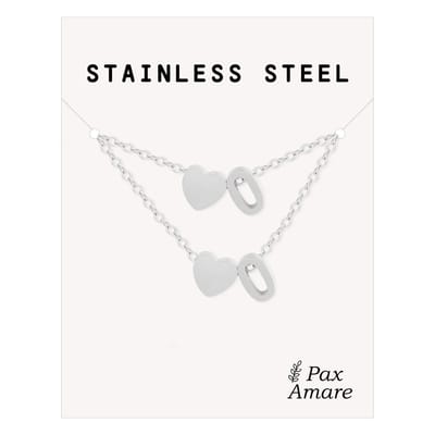 Initiaal Ketting & Armband set met Letter O Zilverkleurig - Stainless Steel - Met letter & Hartje! - Naam Ketting Cadeau - Sieraden Set op Kaartje - Pax Amare