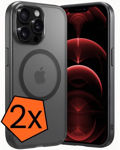 Hoes - 2 Stuks - Geschikt voor Apple iPhone 14 Pro - Magsafe Compatible - Sterk & Shockproof - Back Cover - Shock Proof Case - Telefoon Hoes - Zwart