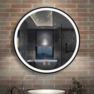 LED badkamerspiegel 60x60cm met verlichting, aanraking/wandschakelaar, anti condensatie, wit licht/warm wit licht/warm licht, regelbare helderheid, en power-off geheugen