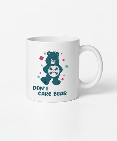 Don't Care Bear Mok - Keramische Koffiemok met eigen ontwerp optie