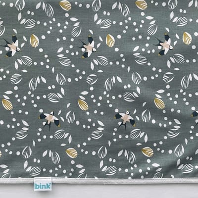 BINK Bedding Ledikantlaken Noud 100 x 150 cm - laken voor ledikant - lakentje - babylaken - vogels - bloemen - groen