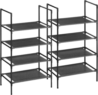 MIRA Home - Schoenenrek - Schoenenbank - Schoenenrek metaal - Zwart - 45x28x80 cm