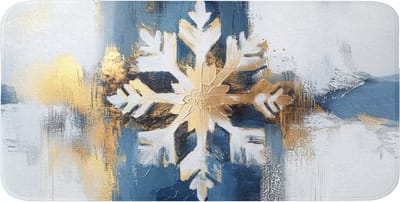 WC mat 120x60 cm - Antislip - Abstract - Winter - Sneeuwvlok - Sneeuw - Goud - Toiletmat - Vloermat - Douchemat - Toilet tapijt - Toiletmatten