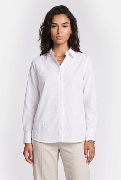 Karl Lagerfeld Embroidery Poplin Shirt White Scribble Taglia: 38 | Magliette intime Outlet | Donna | Bianco