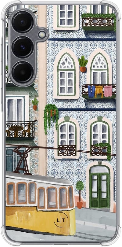 Shockproof hoesje - Geschikt voor Samsung Galaxy A15 - Lissabon - Extra sterke case - TPU/polycarbonaat - Print / Illustratie - Multi, Transparant