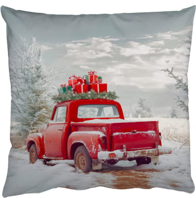 Sierkussens - Kussentjes Woonkamer - 50x50 cm - Auto - Rood - Cadeaus - Winter - Sneeuw - Kerst