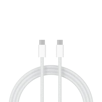 ShieldCase USB-C naar USB-C kabel geschikt voor iPhone, Samsung, iPad & meer geschikt - Snellader & Datasynchronisatie - 1 Meter USB-C oplaadkabel - Stevig gevlochten nylon materiaal (wit)