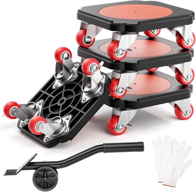 Meubeltransportset met Hefboom en 360° Draaibare Rollers voor Zware Lasten