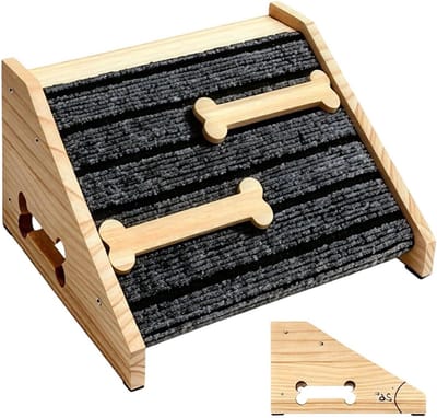 Hondenhelling Hout - Antislip Trap - Veilig Huisdieren - Gewrichtsvriendelijk Ontwerp - 30x15x25 cm - Natuurlijk Hout